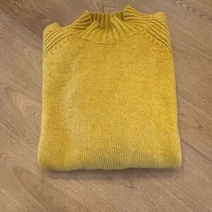 Wool/Alpaca men’s mock neck sweater in mustard